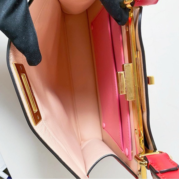 Fendi Red Leather Peekaboo Handbag - Picture 6 of 12